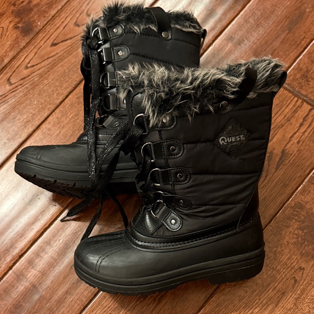 Quest Girls Black Fur-Lined Winter Boots